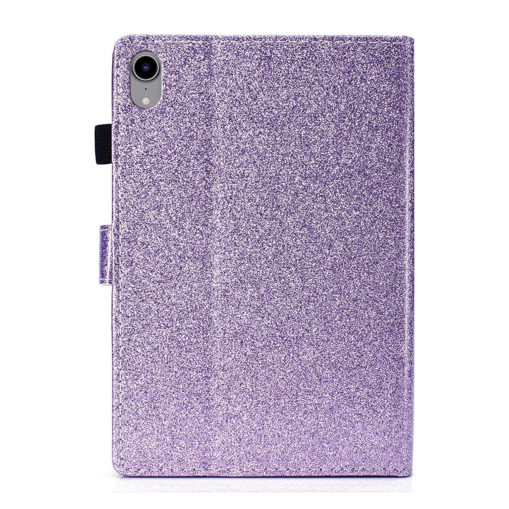 iPad 11" (2025) / iPad 10.9" (2024/2022) Glitter Deksel m. Stativfunksjoner & Kortholder - Lilla