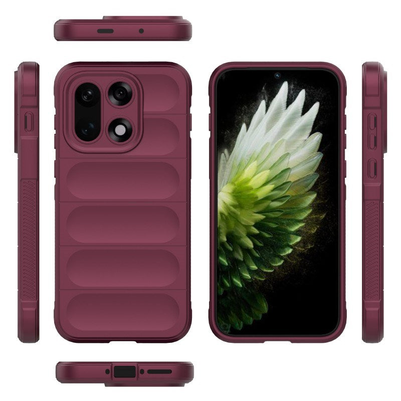 EIDERWOOD OnePlus 15 Håndverker Bakdeksel + Skjermbeskytter i Herdet Glass - Vinrød