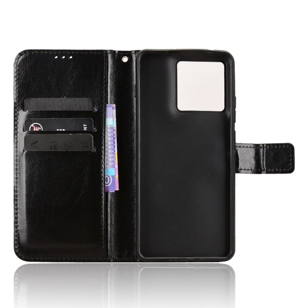 Motorola Edge 70 EIDERWOOD Kunstskinn Deksel med Stropp & Kortholder – Svart