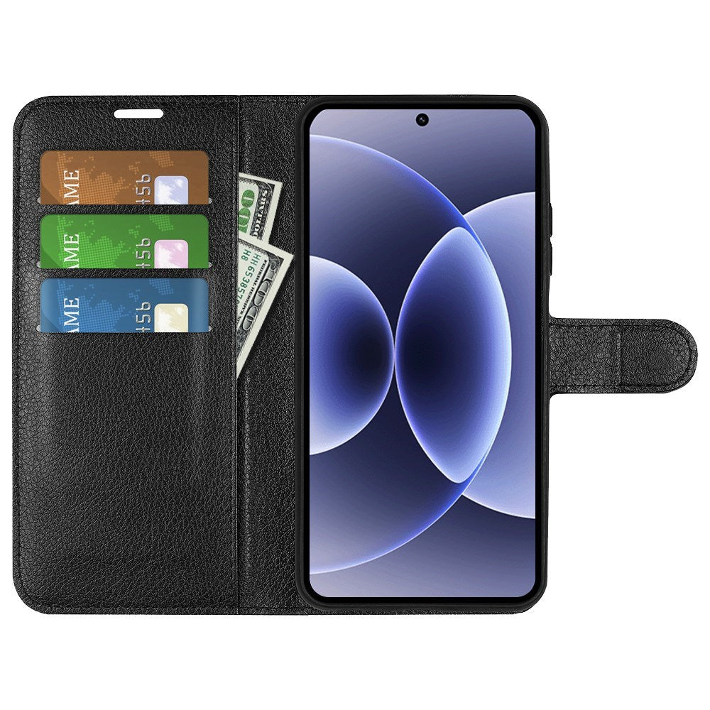 Xiaomi 17 EIDERWOOD Litchi Tekstur Kunstlær Flip Deksel m. Kortholder - Svart