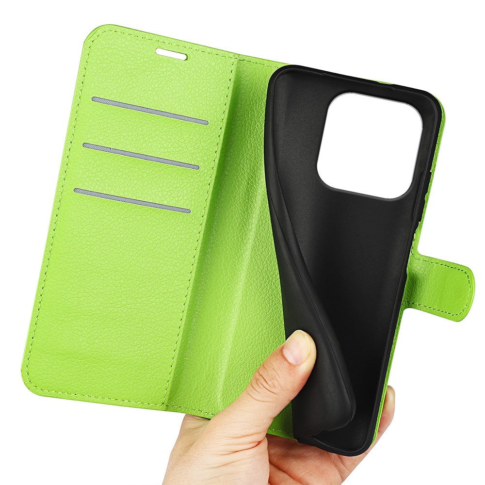 Xiaomi 17 EIDERWOOD Litchi Tekstur Kunstlær Flip Deksel m. Kortholder - Grønn