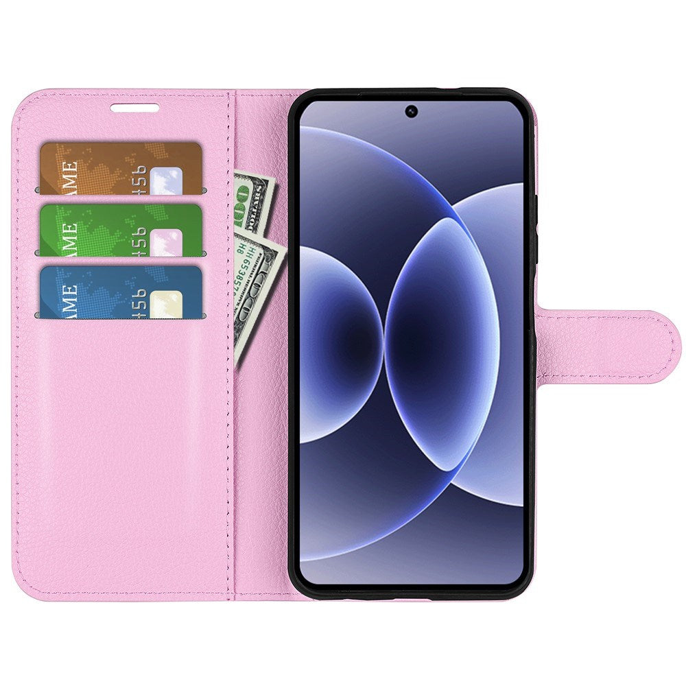 Xiaomi 17 EIDERWOOD Litchi Tekstur Kunstlær Flip Deksel m. Kortholder - Rosa