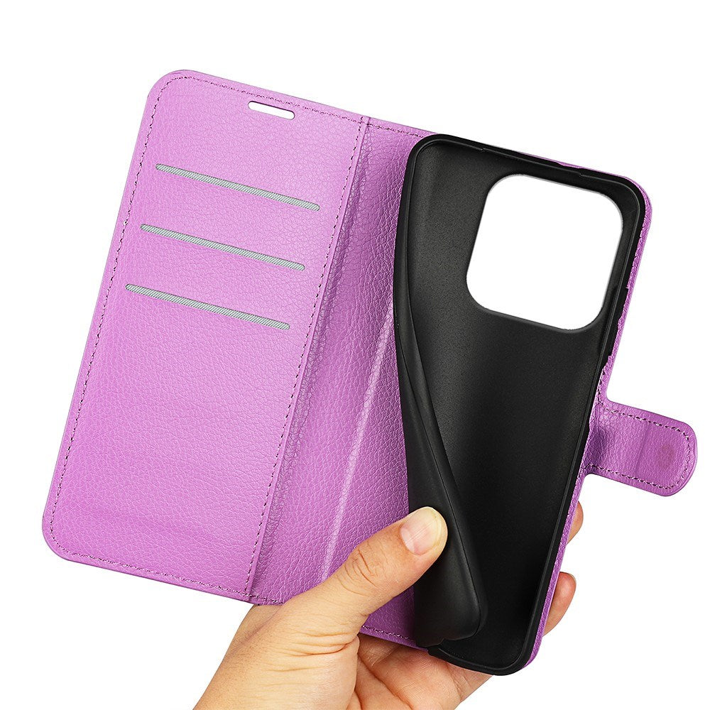 Xiaomi 17 EIDERWOOD Litchi Tekstur Kunstlær Flip Deksel m. Kortholder - Lilla