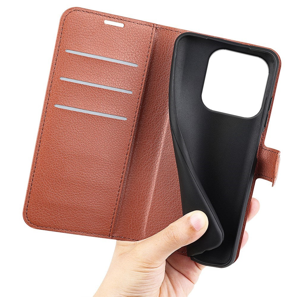 Xiaomi 17 EIDERWOOD Litchi Tekstur Kunstlær Flip Deksel m. Kortholder - Brun