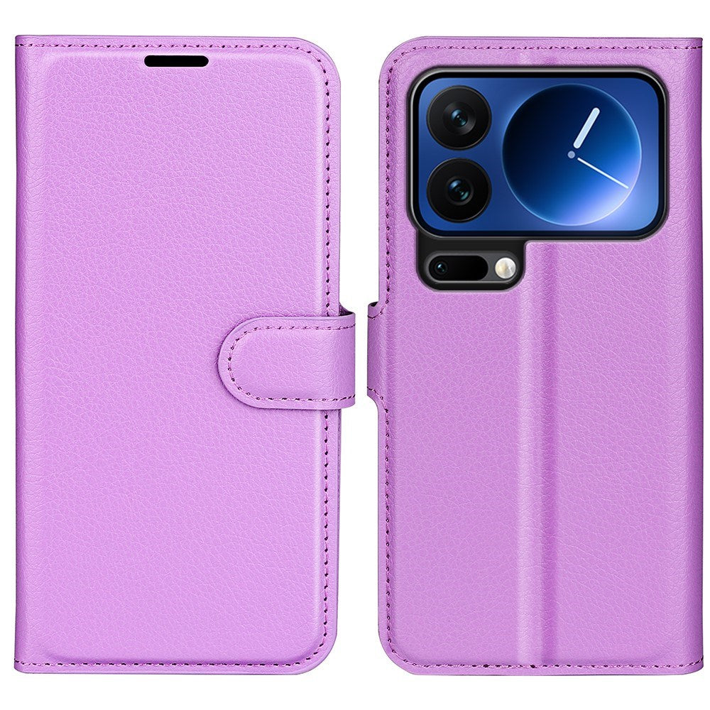 Xiaomi 17 Pro AMORUS Litchi Tekstur Kunstlær Flip Deksel m. Kortholder - Lilla