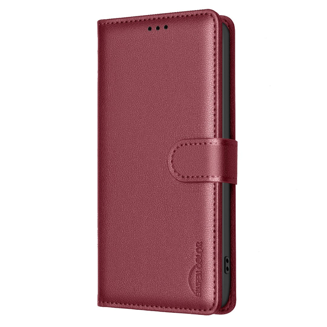 Samsung Galaxy S26+ (Plus) BINFEN Kunstskinn Flip Deksel med RFID Blokkering - Rød