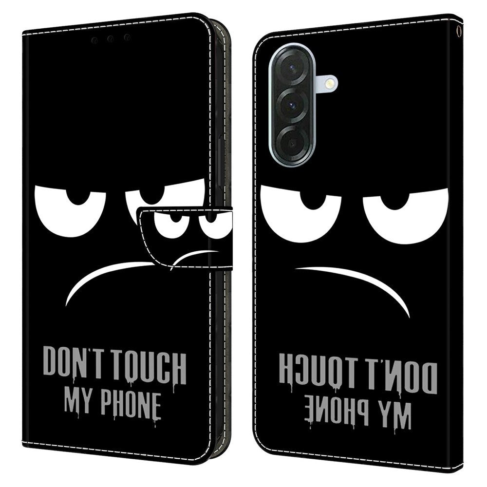 Samsung Galaxy A57 EIDERWOOD Flip Deksel med Kortholder & Stativfunksjon - "Don't Touch My Phone"