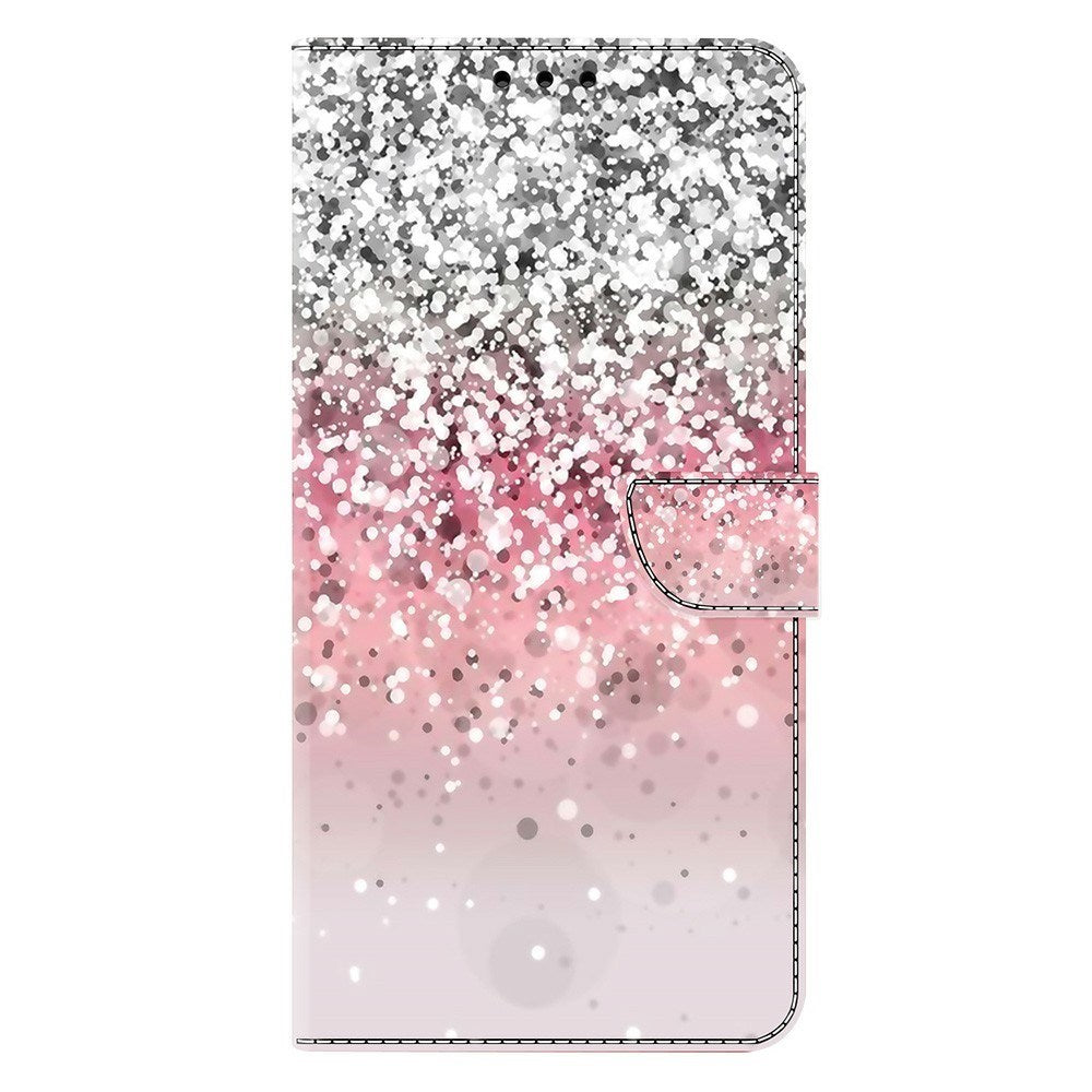 Samsung Galaxy A57 EIDERWOOD Flip Deksel med Kortholder & Stativfunksjon - Rosa / Sølv Glitter