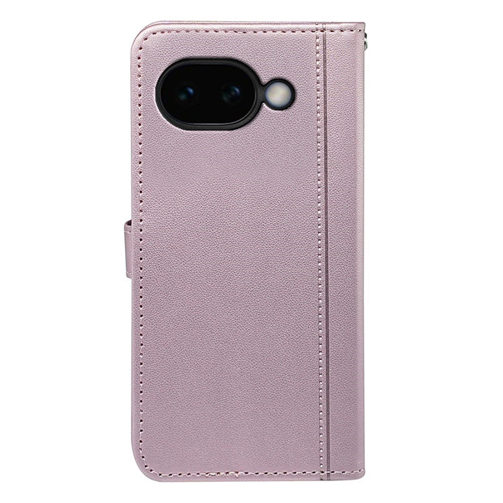 Google Pixel 10a EIDERWOOD Kunstskinn Flip Deksel m. Kortholder & Støttefunksjon – Rosegull