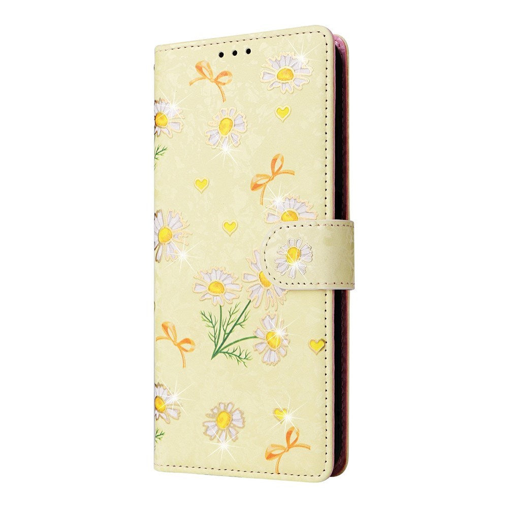 Samsung Galaxy S26 EIDERWOOD Kunstskinn Flip Deksel m. Blomster - Gul Margeritt