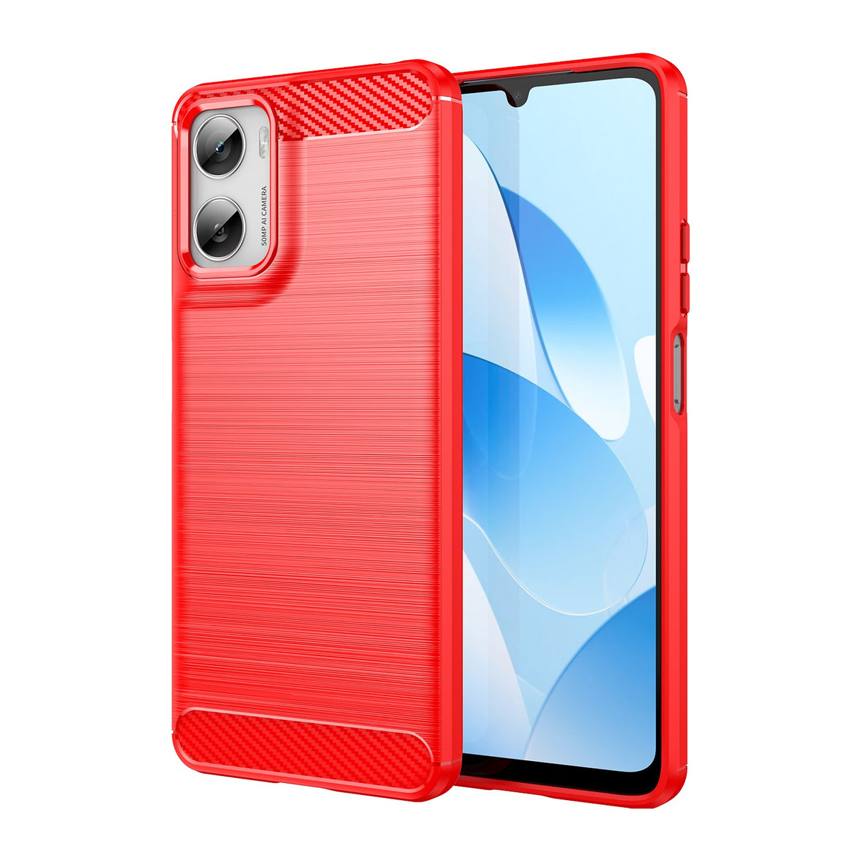 Motorola Moto G06 / G06 Power EIDERWOOD Carbon Fiber Deksel med Skjermbeskyttelse - Rød