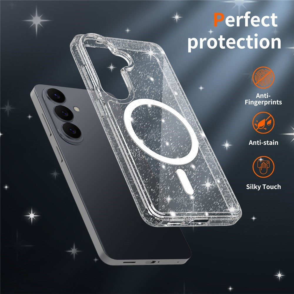 Samsung Galaxy S26 EIDERWOOD Magnetisk Plast Glitter Deksel - MagSafe Kompatibel - Gjennomsiktig
