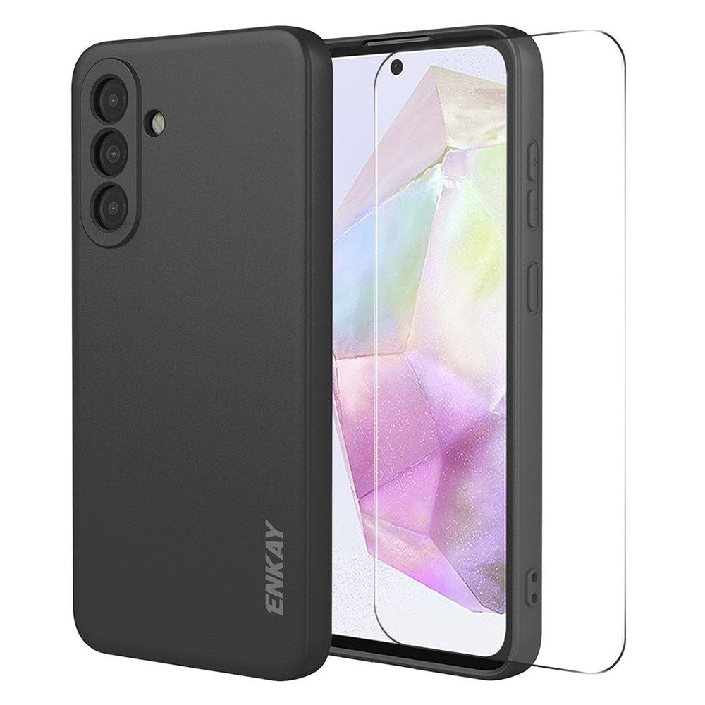 Samsung Galaxy A37 ENKAY Silikon Deksel med Skjermbeskytter - Svart