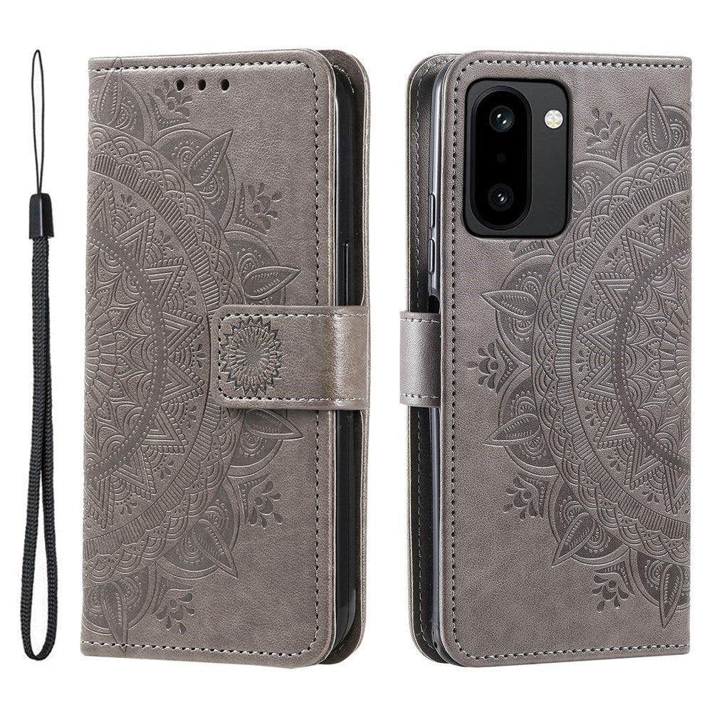 OnePlus 15R EIDERWOOD Kunstskinn Flip Deksel m. Mønster - Grå