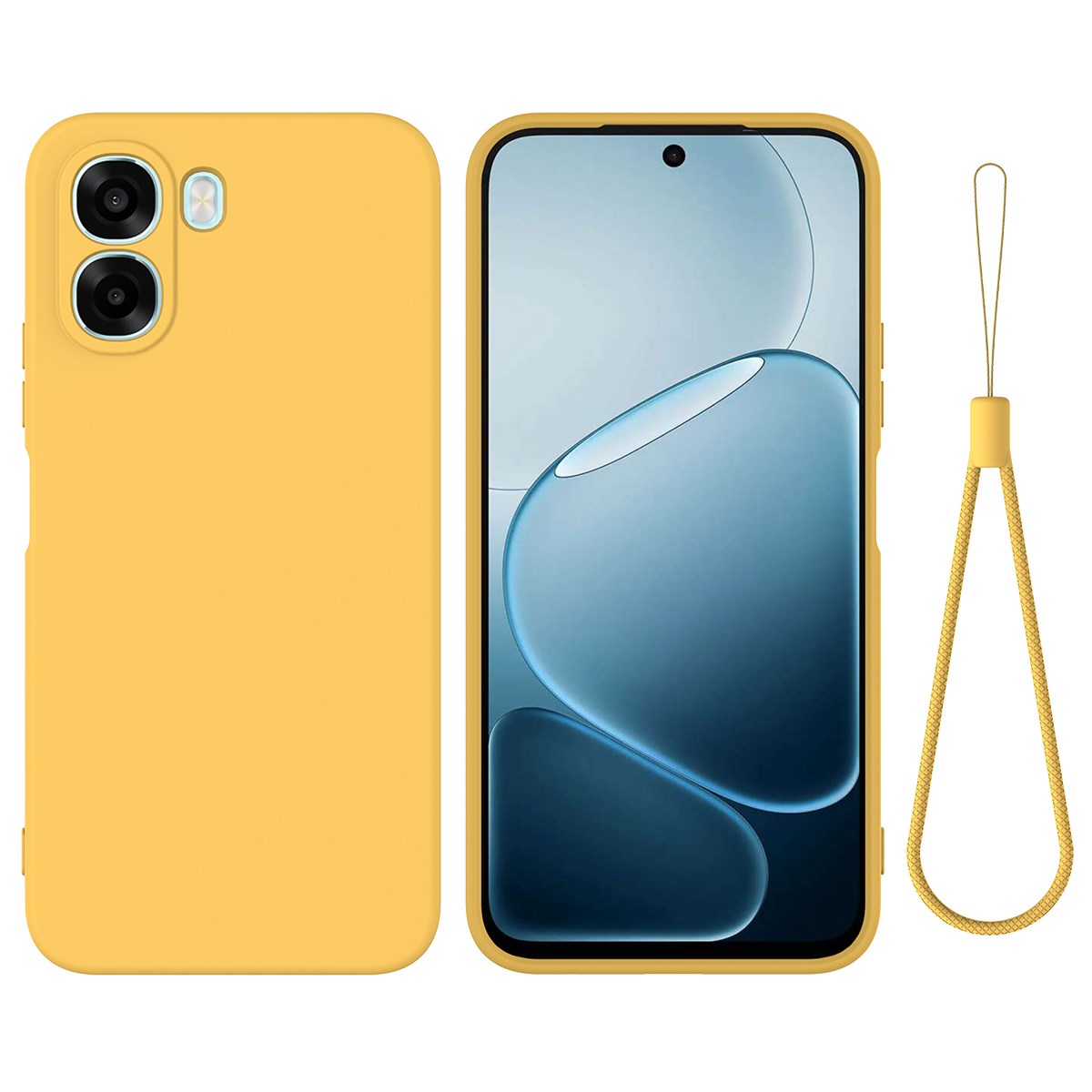 OPPO A6x EIDERWOOD Silikon Deksel med Stropp - Gul