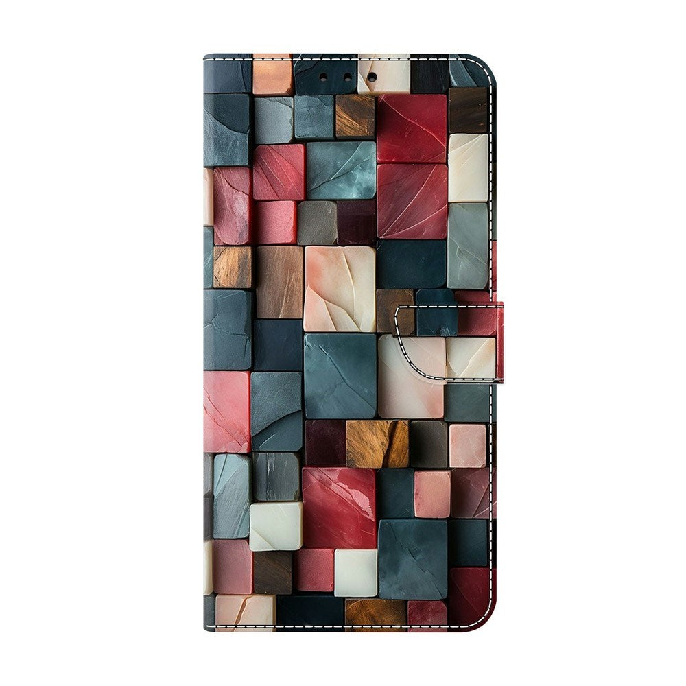 Samsung Galaxy A57 EIDERWOOD Kunstskinn Deksel med Innebygd Kortholder & Stativfunksjon - Fargerike Firkanter