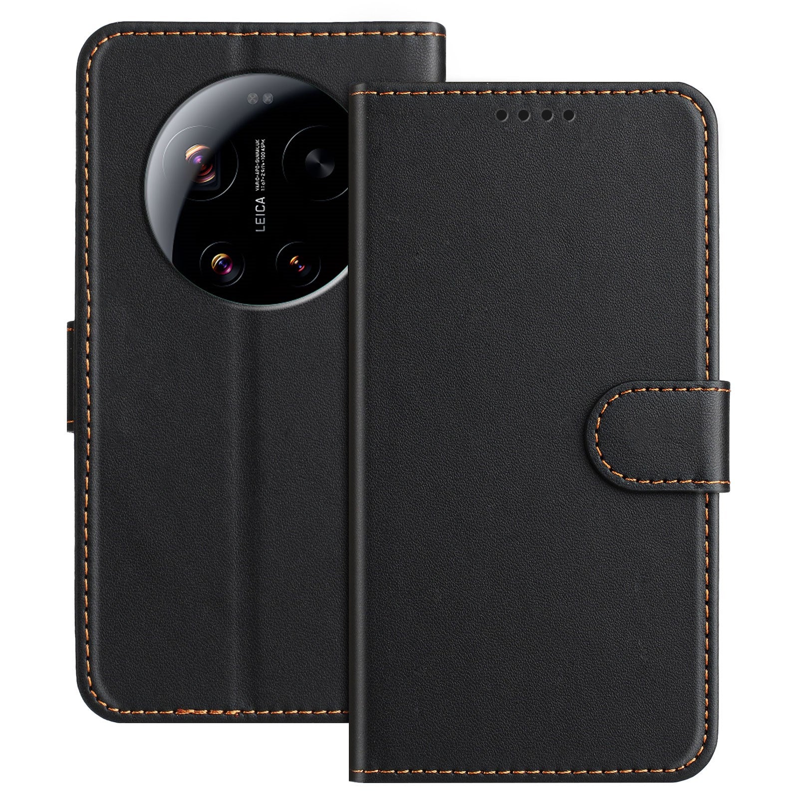 Xiaomi 17 Ultra EIDERWOOD Kunstskinn Flip Deksel m. Kortholder & Stativfunksjon - Svart
