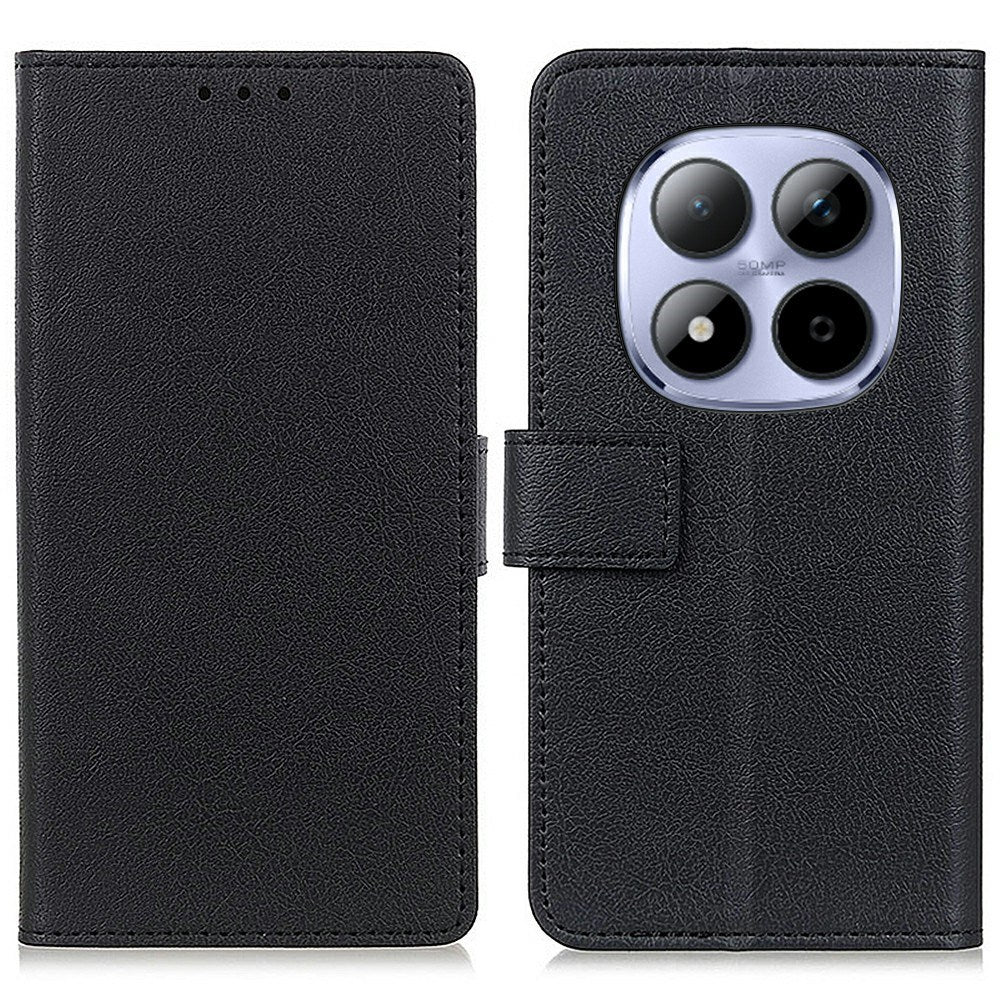 Xiaomi Redmi Note 15 Pro+ (Plus) / Poco M8 Pro (5G) EIDERWOOD Kunstskinn Flip Deksel m. Kortlomme & Stativfunksjon – Svart