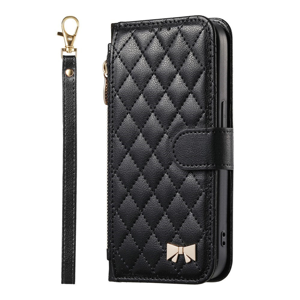 iPhone 18 Pro Max / 17 Pro Max EIDERWOOD Kunstskinn Flip Deksel m. Tekstur & Stropp - Svart
