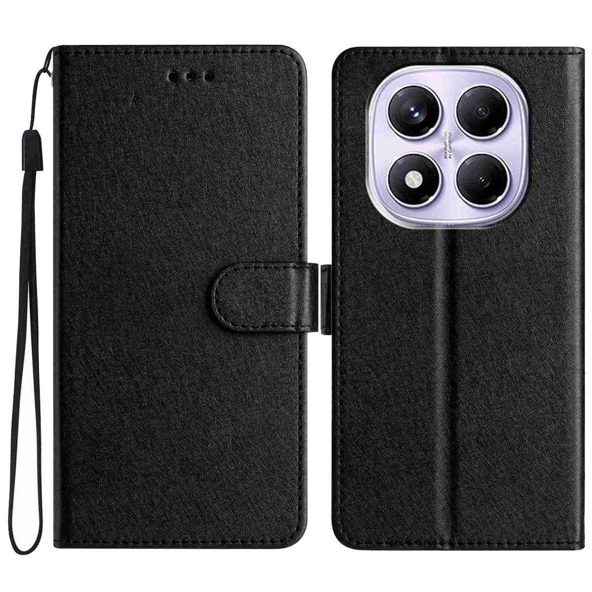 Xiaomi Redmi Note 15 (5G) / Poco M8 (5G) EIDERWOOD Kunstskinn Flip Deksel m. Stropp – Svart