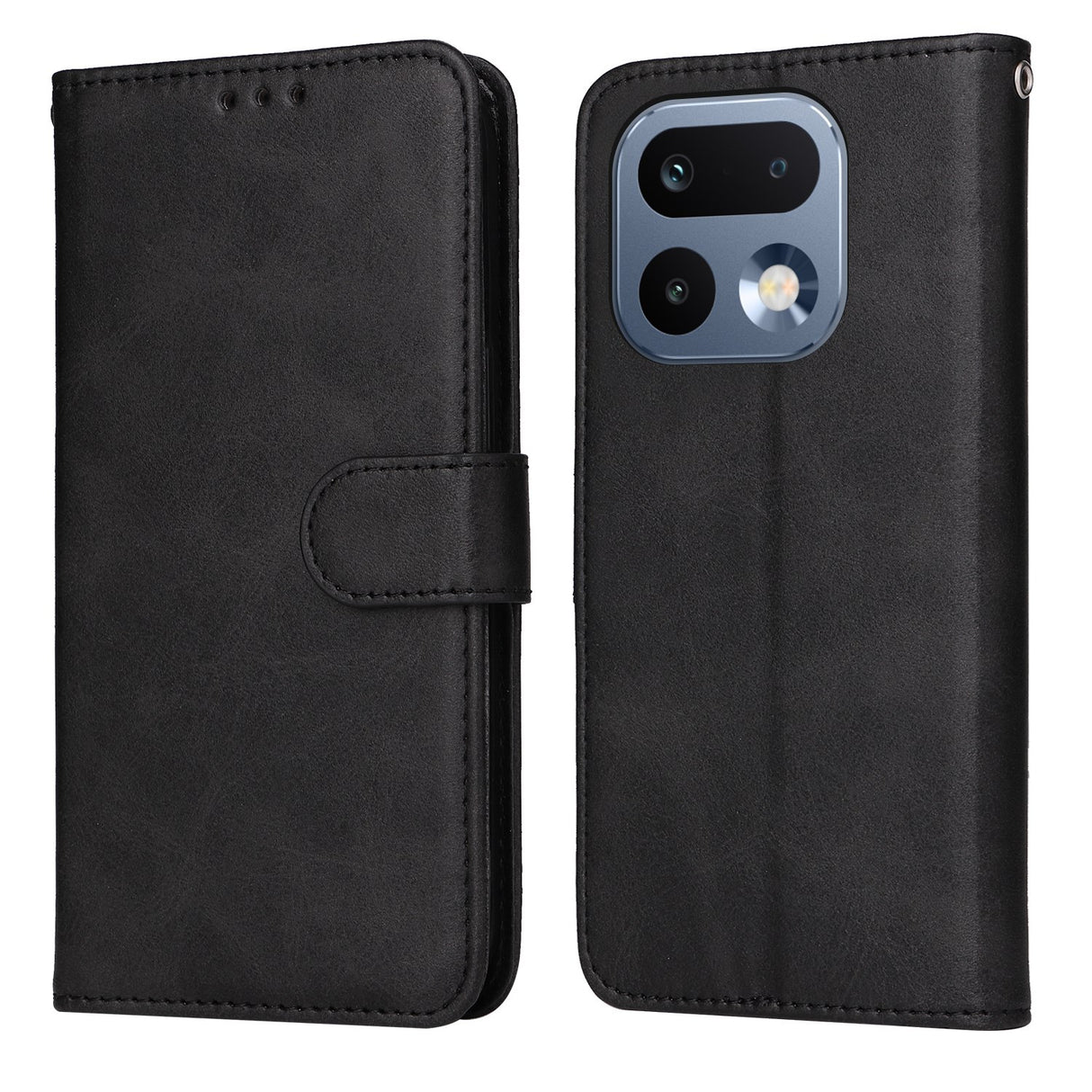 Realme 16 Pro EIDERWOOD Kunstskinn Flip Deksel m. Stropp - Svart