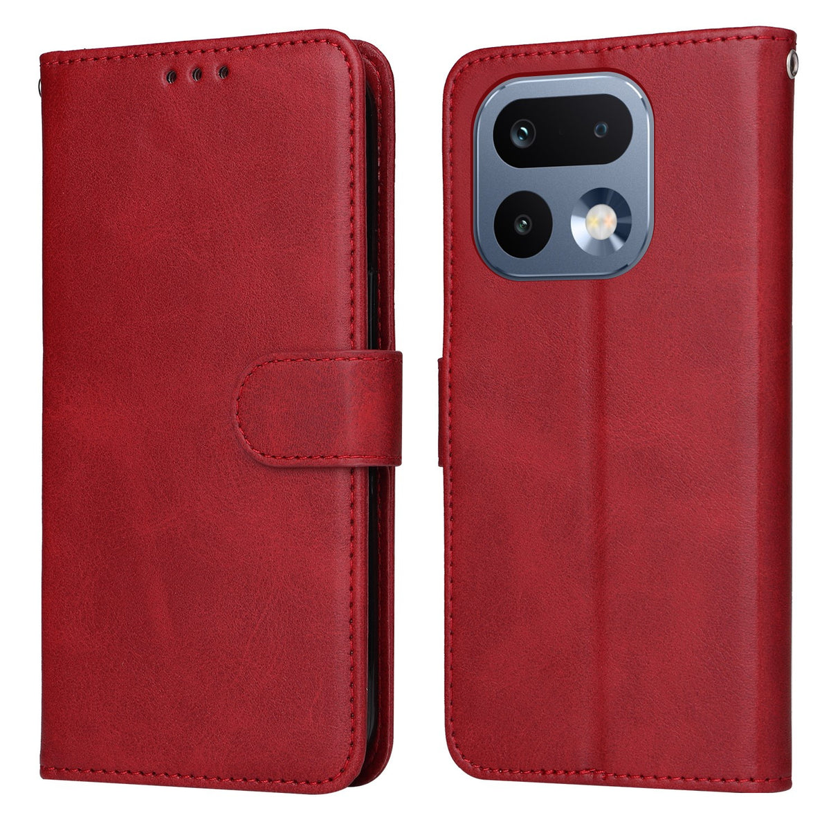 Realme 16 Pro EIDERWOOD Kunstskinn Flip Deksel m. Stropp - Rød