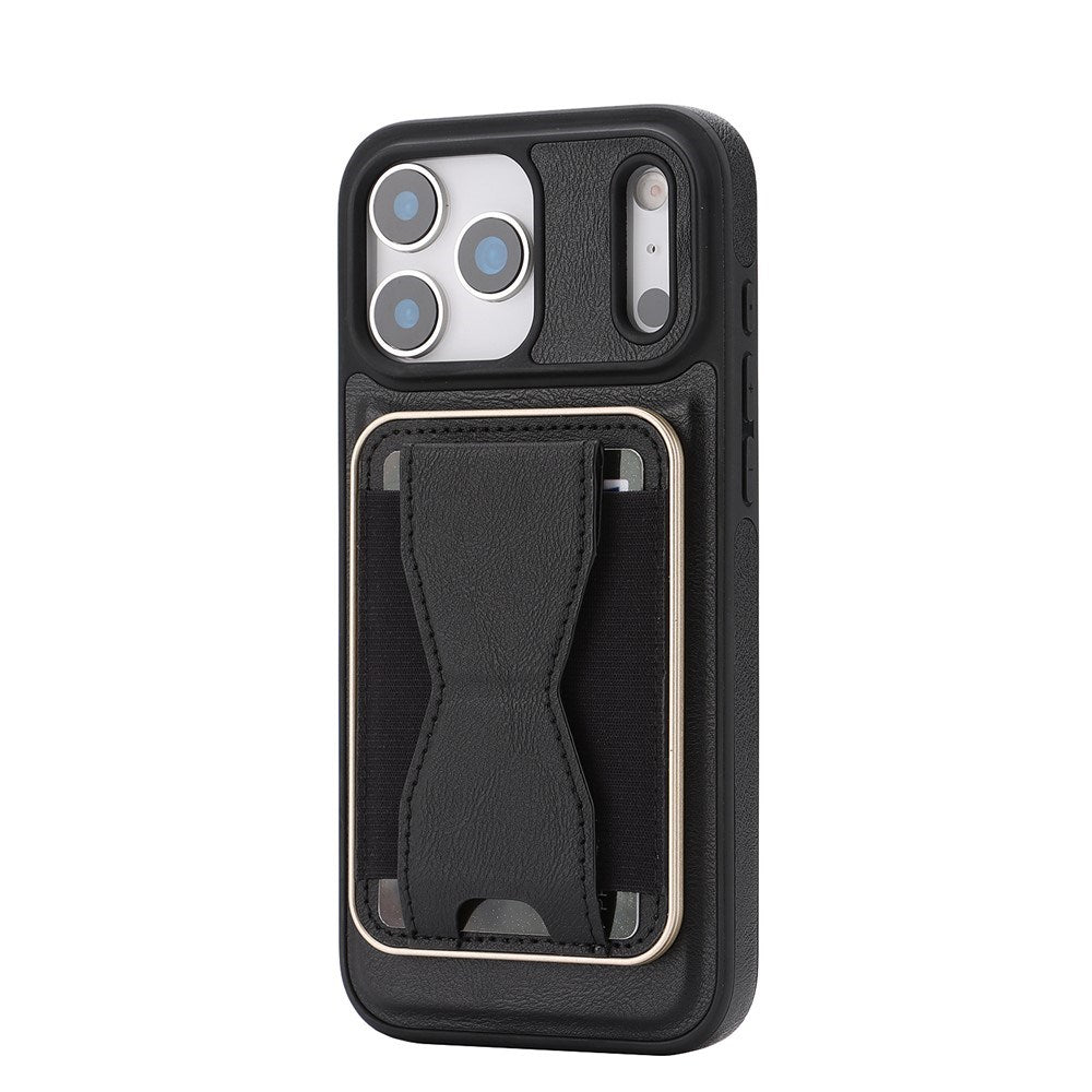 iPhone 17 Pro EIDERWOOD Kunstskinn Bak Deksel m. Kortholder & Stativfunksjon - MagSafe Kompatibel - Svart