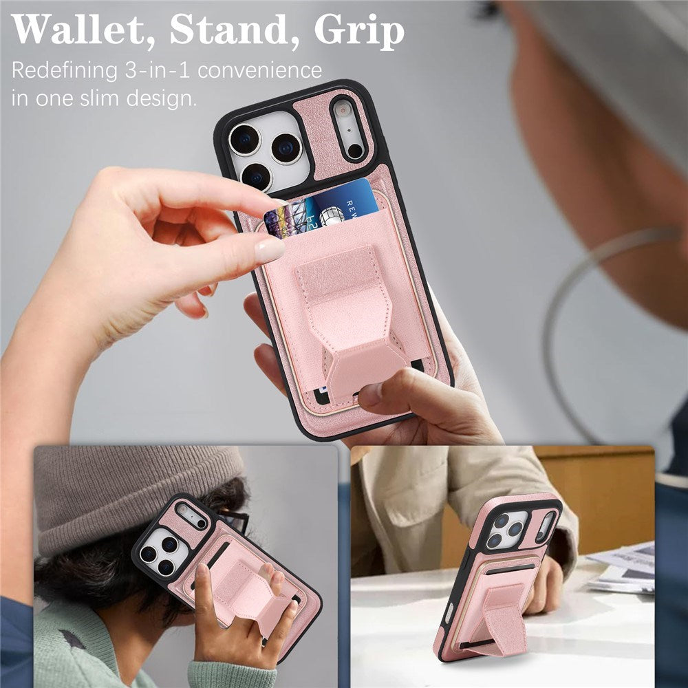 iPhone 17 Pro EIDERWOOD Kunstskinn Bak Deksel m. Kortholder & Stativfunksjon - MagSafe Kompatibel - Rosa