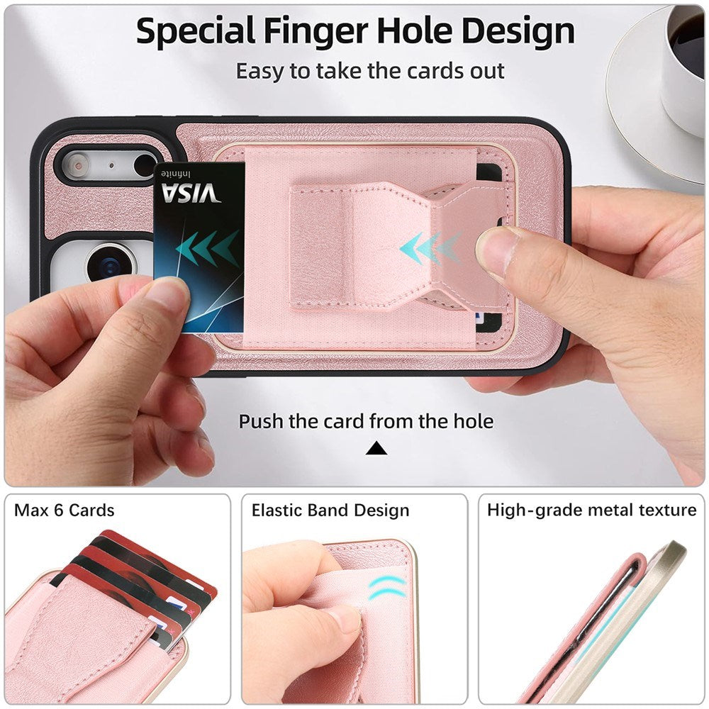 iPhone 17 Pro EIDERWOOD Kunstskinn Bak Deksel m. Kortholder & Stativfunksjon - MagSafe Kompatibel - Rosa