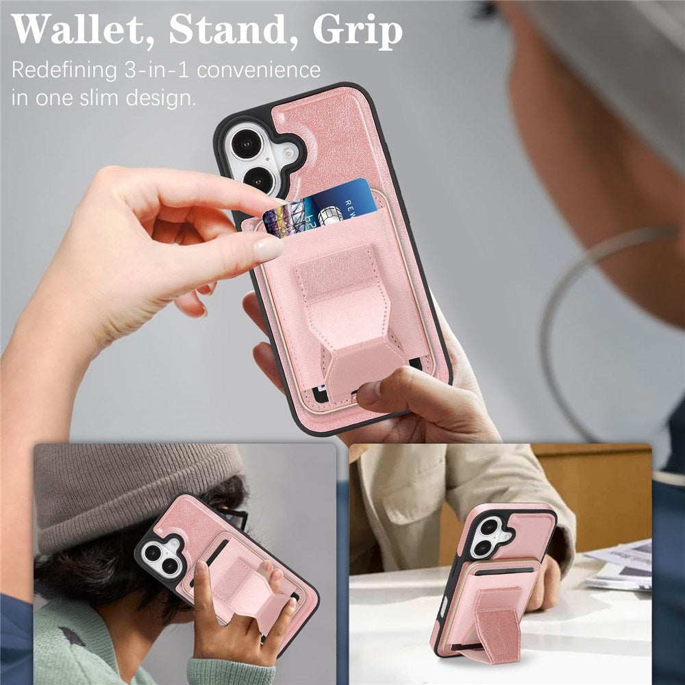 iPhone 17 EIDERWOOD Kunstskinn Bak Deksel m. Kortholder & Stativfunksjon - MagSafe Kompatibel - Rosa