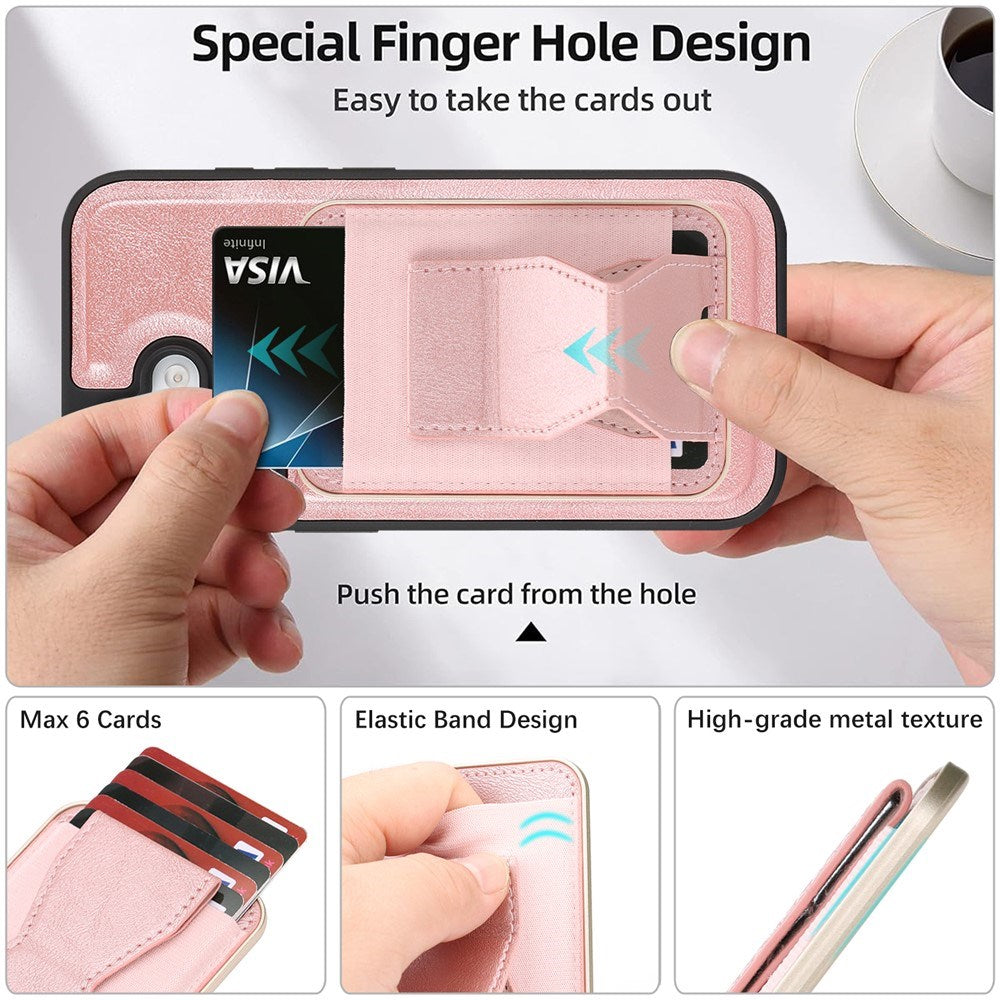iPhone 17 EIDERWOOD Kunstskinn Bak Deksel m. Kortholder & Stativfunksjon - MagSafe Kompatibel - Rosa