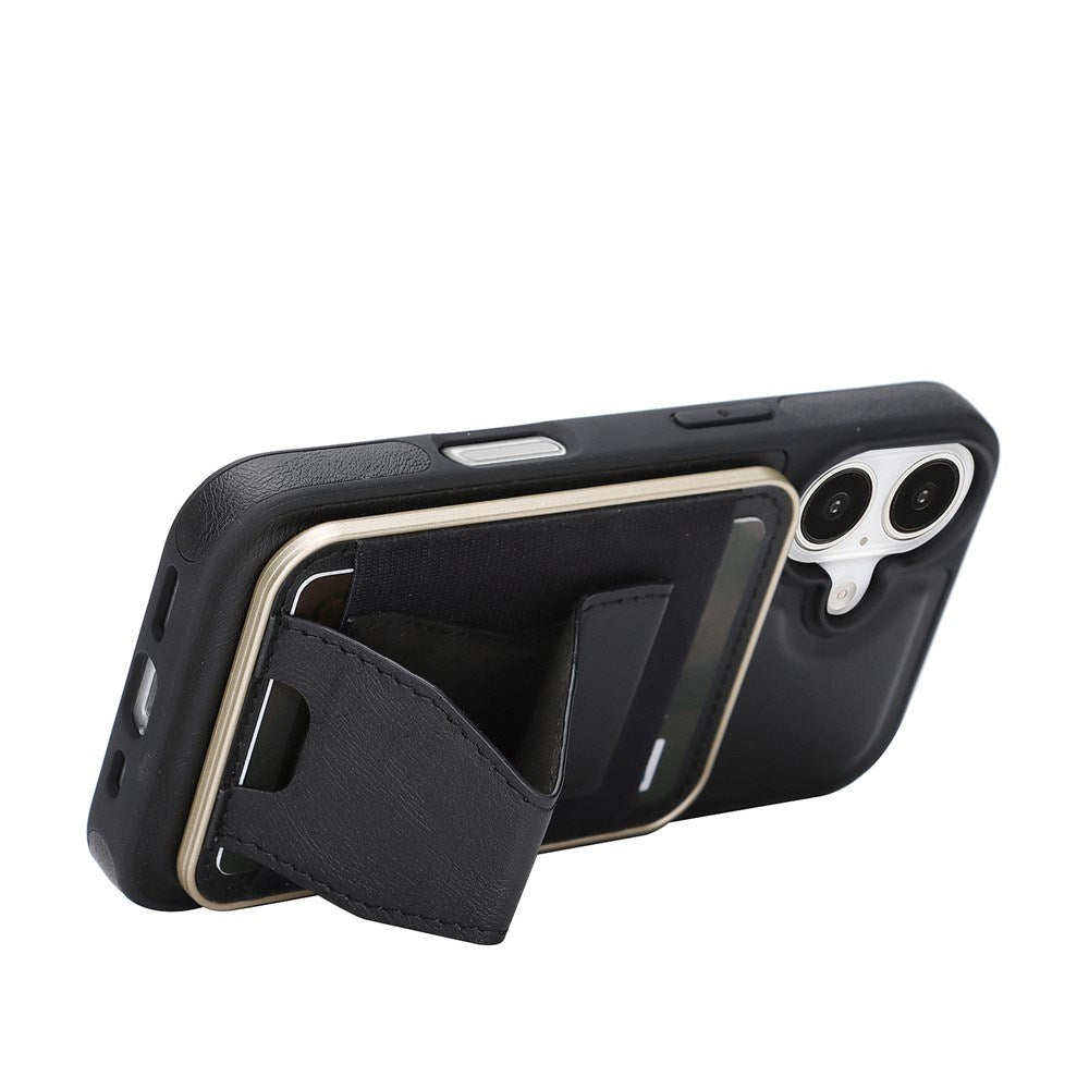 iPhone 17 EIDERWOOD Kunstskinn Bak Deksel m. Kortholder & Stativfunksjon - MagSafe Kompatibel - Svart