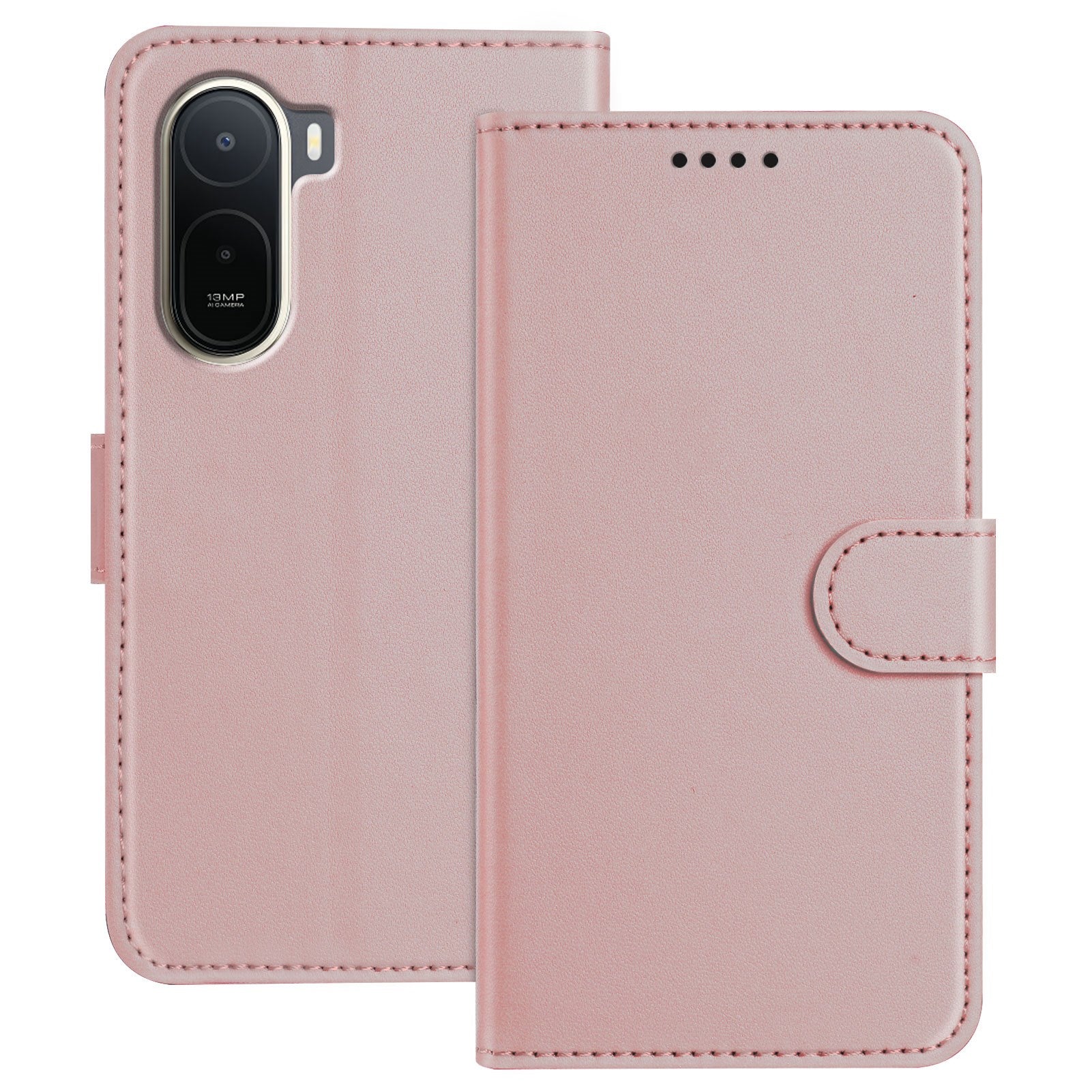 Xiaomi Redmi A7 Pro EIDERWOOD Kunstskinn Flip Deksel m. Kortlomme & Stativfunksjon - Rose Gold