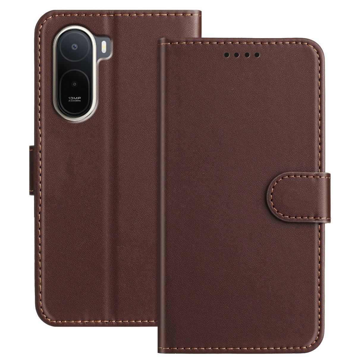Xiaomi Redmi A7 Pro EIDERWOOD Kunstskinn Flip Deksel m. Kortlomme & Stativfunksjon - Brun
