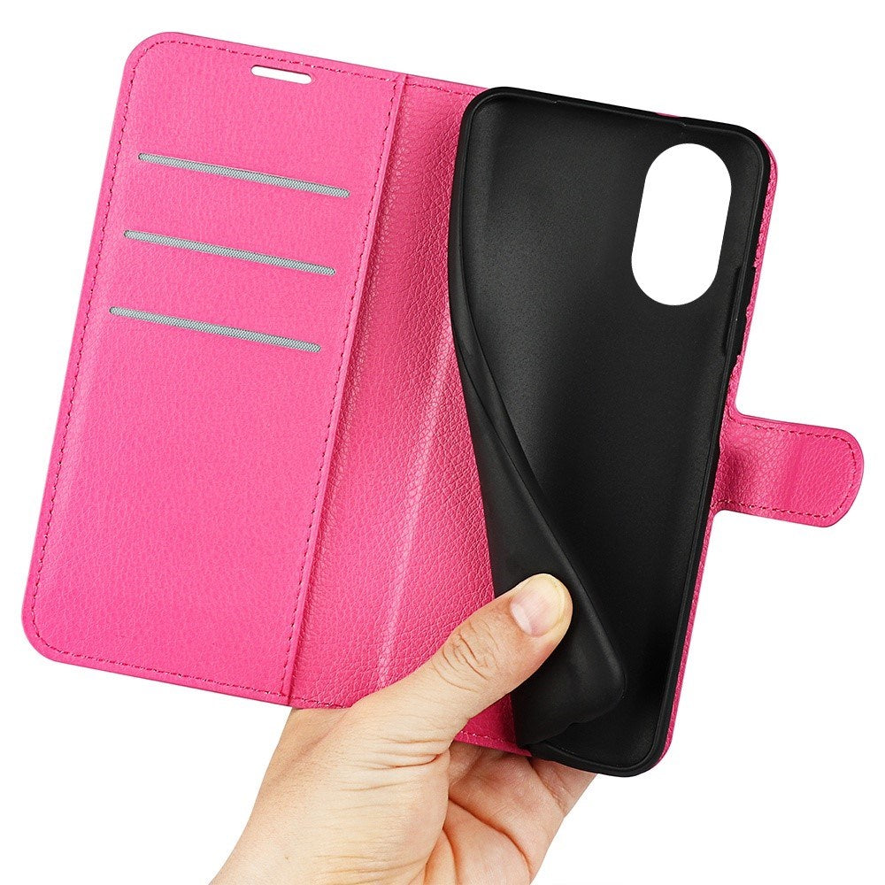 OPPO A17 EIDERWOOD Kunstskinn Flip Deksel m. Kortholder & Stativfunksjon - Pink