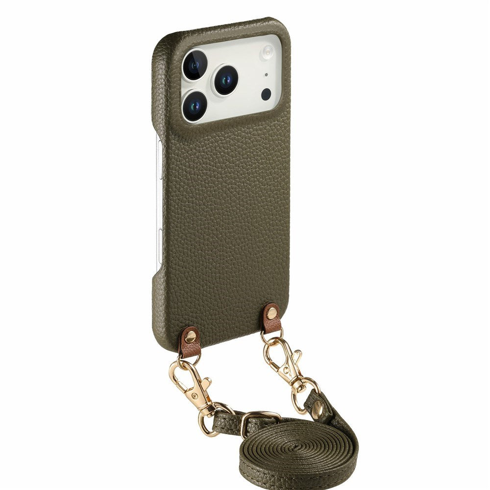 iPhone 17 Pro Max EIDERWOOD Kunstskinn Bakside Deksel m. Stropp - Grønn