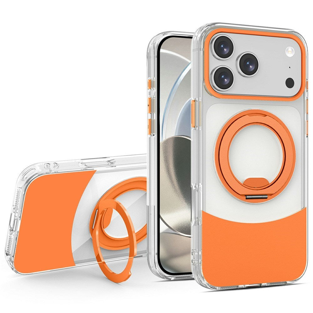 iPhone 17 Pro Max EIDERWOOD Hybrid Deksel med Stativfunksjon - MagSafe Kompatibel - Gjennomsiktig / Oransje