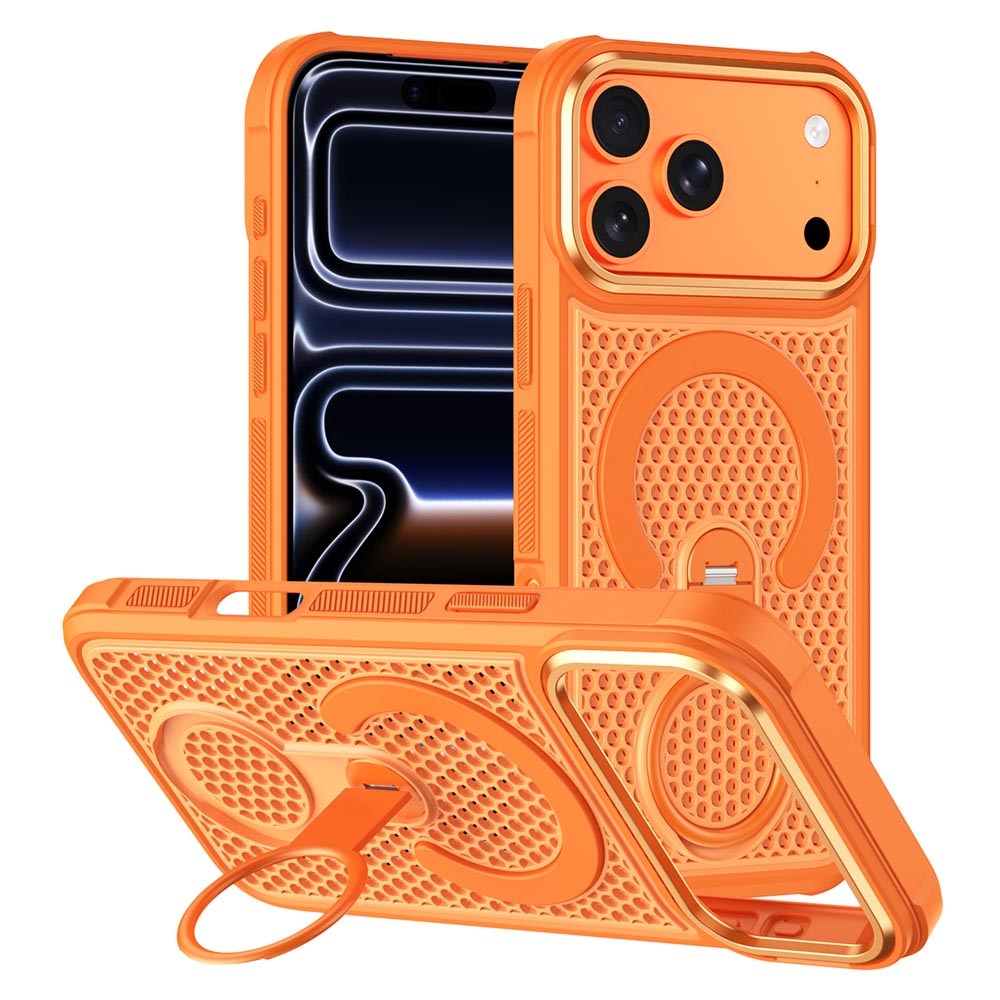 iPhone 17 Pro EIDERWOOD Hybriddeksel med Varmeavledning & 360° Roterende Støtte – MagSafe Kompatibel – Oransje