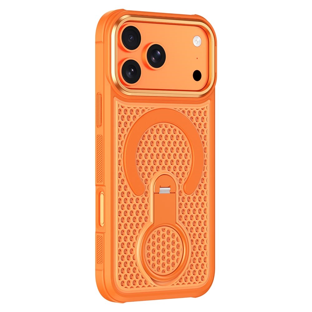 iPhone 17 Pro Max EIDERWOOD Hybriddeksel med Varmeavledning & 360° Roterende Støtte – MagSafe Kompatibel – Oransje