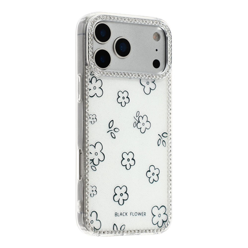 iPhone 17 Pro Max EIDERWOOD Hybrid Deksel med Strass & Blomsterdesign - Hvit / Blomster
