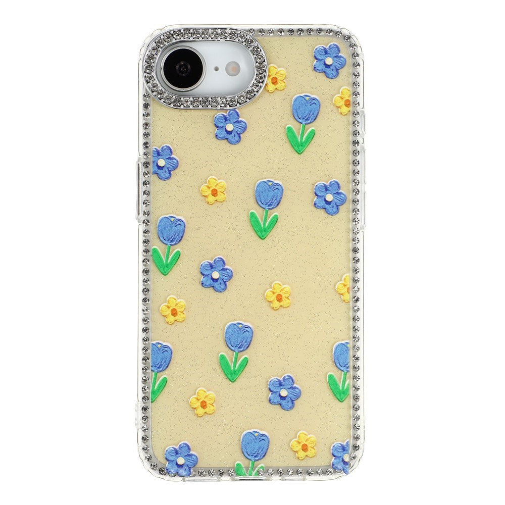 iPhone 17e / 16e EIDERWOOD Hybrid Deksel med Strass & Blomsterdesign - Gul / Tulipaner