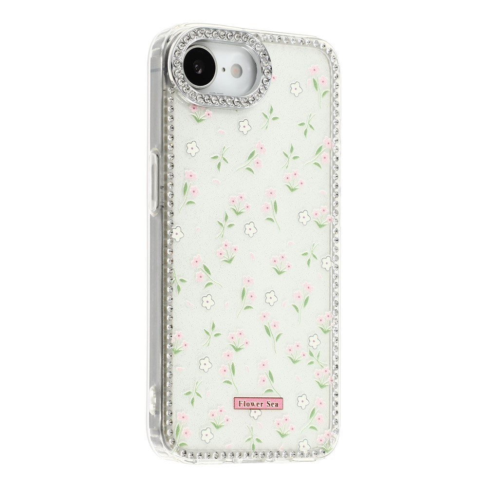 iPhone 17e / 16e EIDERWOOD Hybrid Deksel med Strass & Blomsterdesign - Hvit / Vårblomster