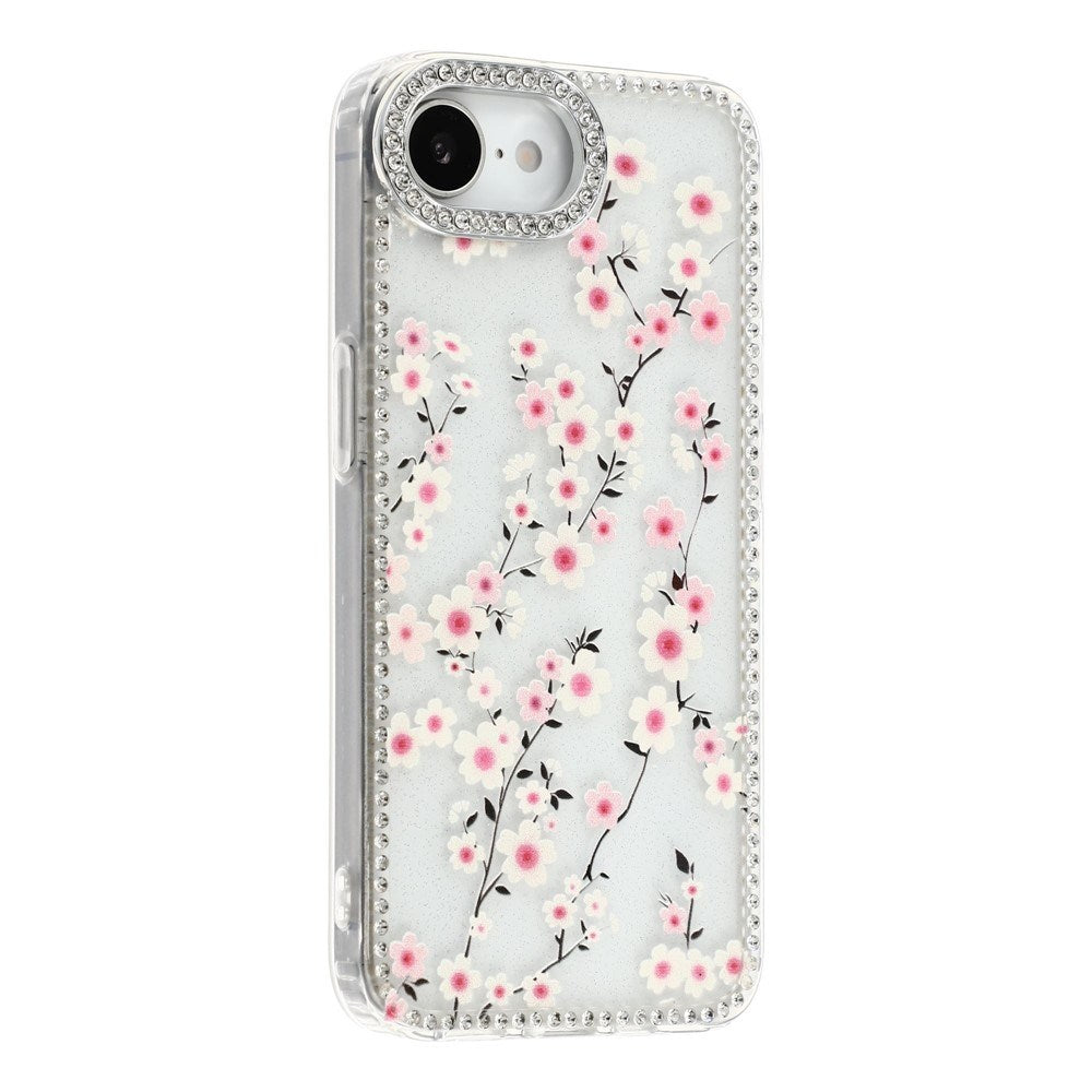 iPhone 17e / 16e EIDERWOOD Hybrid Deksel med Strass & Blomsterdesign - Gjennomsiktig / Kirsebærblomster