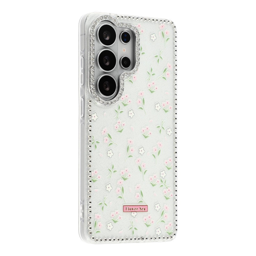 Samsung Galaxy S26 Ultra EIDERWOOD Hybrid Deksel med Strass & Blomsterdesign - Hvit / Vårblomster