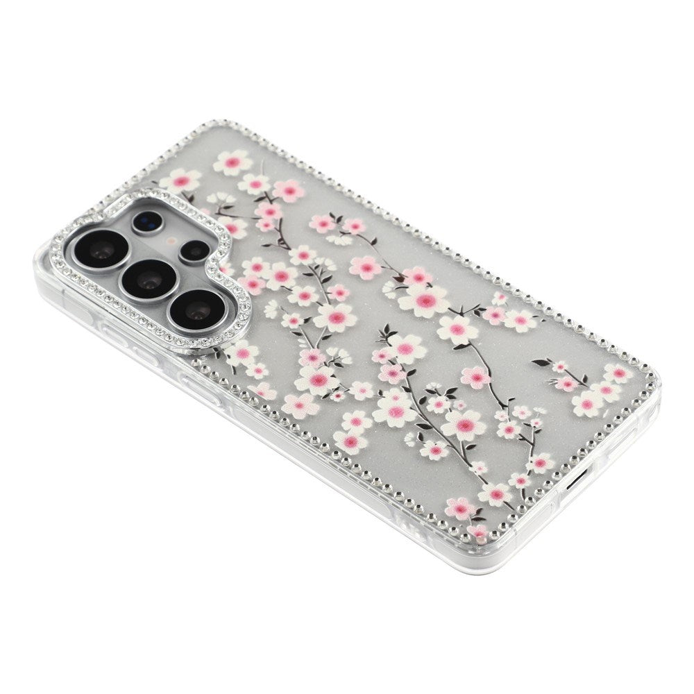 Samsung Galaxy S26 Ultra EIDERWOOD Hybrid Deksel med Strass & Blomsterdesign - Gjennomsiktig / Kirsebærblomster