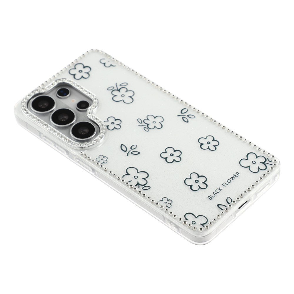 Samsung Galaxy S26 Ultra EIDERWOOD Hybrid Deksel med Strass & Blomsterdesign - Hvit / Blomster