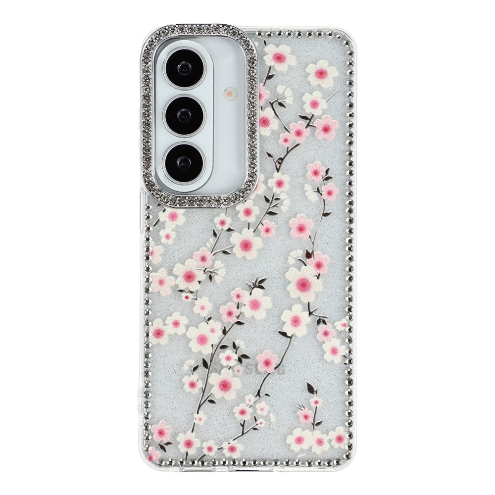 Samsung Galaxy S26 EIDERWOOD Hybrid Deksel med Strass & Blomsterdesign - Gjennomsiktig / Kirsebærblomster