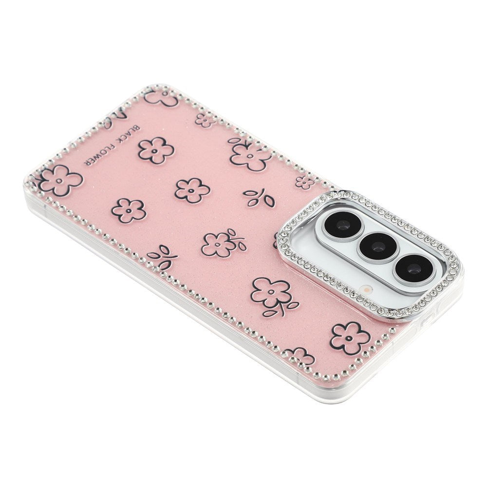Samsung Galaxy S26 EIDERWOOD Hybrid Deksel med Strass & Blomsterdesign - Rosa / Blomster