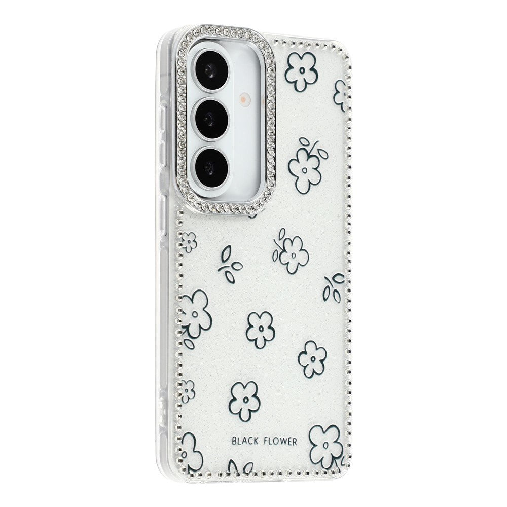 Samsung Galaxy S26 EIDERWOOD Hybrid Deksel med Strass & Blomsterdesign - Hvit / Blomster