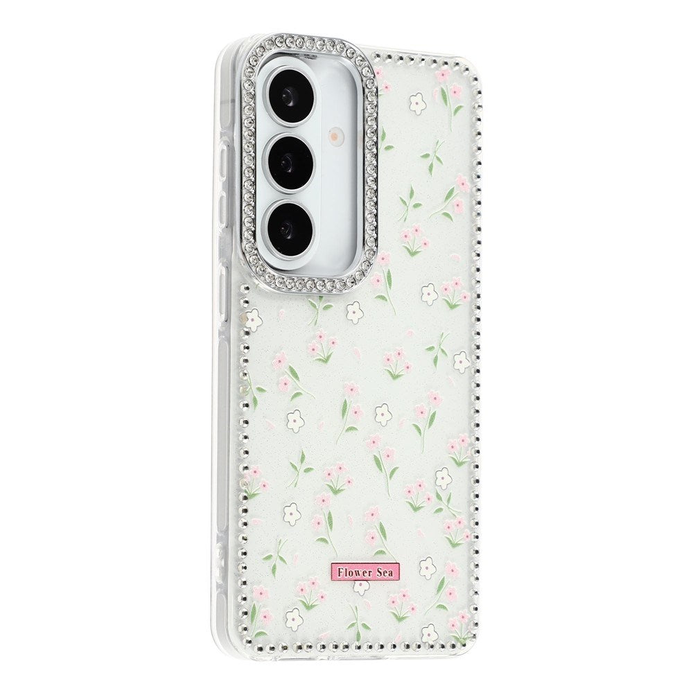 Samsung Galaxy S26 EIDERWOOD Hybrid Deksel med Strass & Blomsterdesign - Hvit / Vårblomster